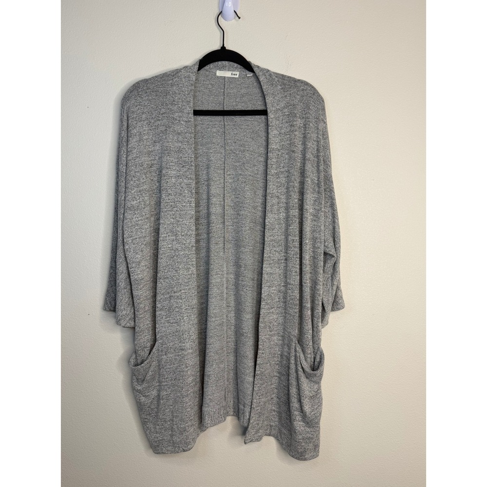 Wilfred Free Aritzia Gray Open Front Cardigan Sweater Pockets Large